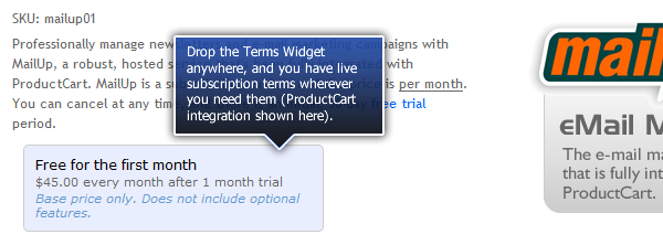 Subscription Terms Widget